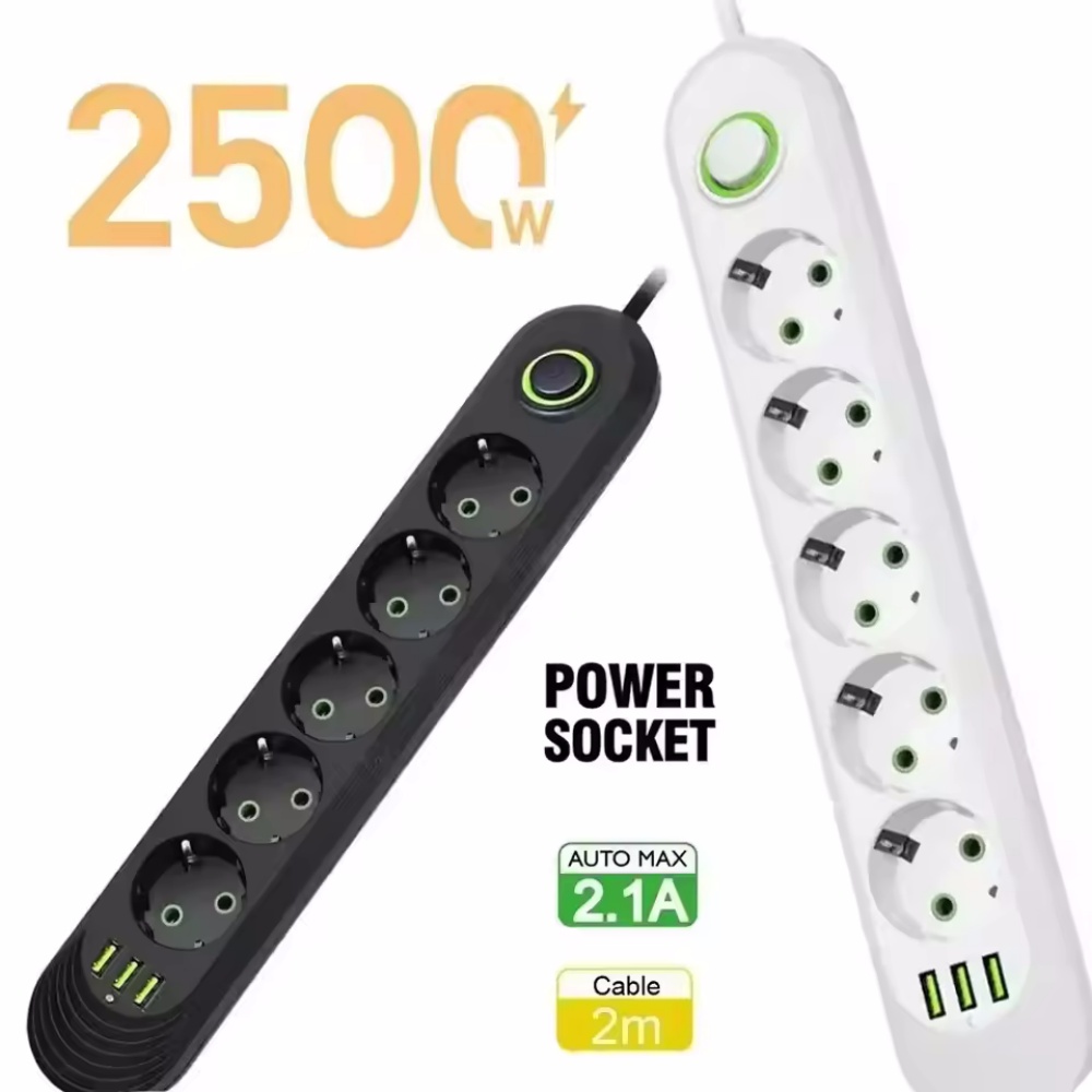 2M Cable EU Plug Power Strip w - Power Tools Extension ulasan dan harga