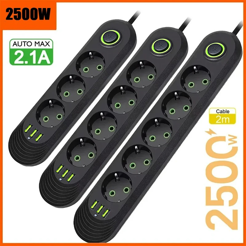 EU Plug AC Outlet with 3USB Po - Power Tools Extension ulasan dan harga